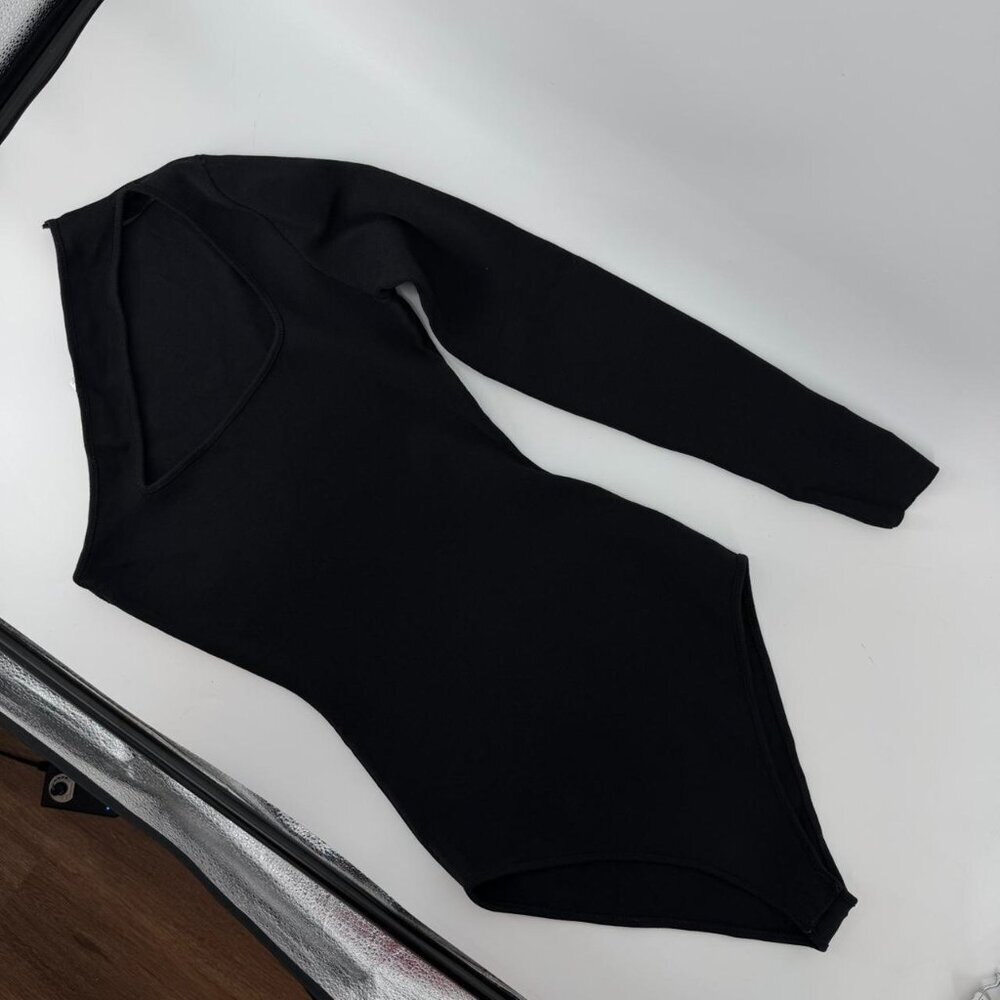 Zara Asymmetrical Black Bodysuit - Picture 4 of 8